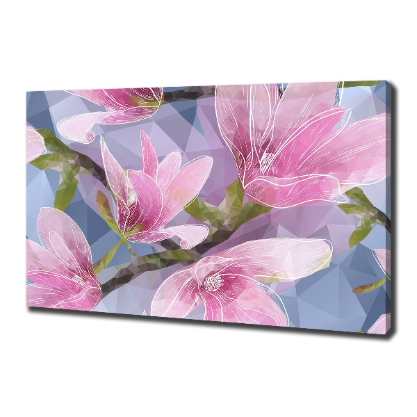 Cuadro canvas moderno de gran formato horizontal Magnolia rosa