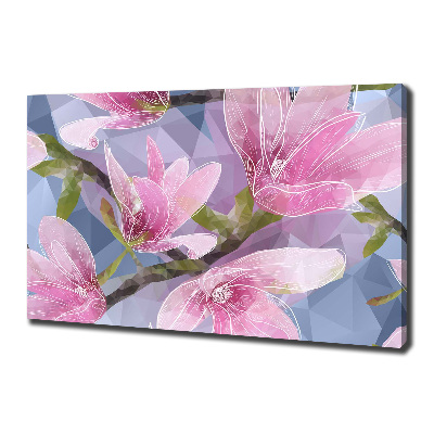 Cuadro canvas moderno de gran formato horizontal Magnolia rosa