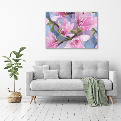 Cuadro canvas moderno de gran formato horizontal Magnolia rosa