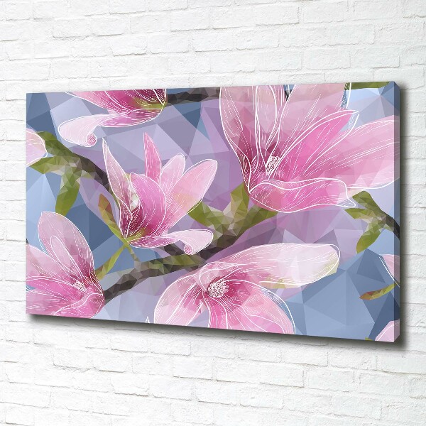 Cuadro canvas moderno de gran formato horizontal Magnolia rosa