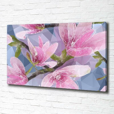 Cuadro canvas moderno de gran formato horizontal Magnolia rosa