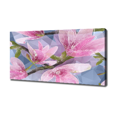 Cuadro canvas moderno de gran formato horizontal Magnolia rosa