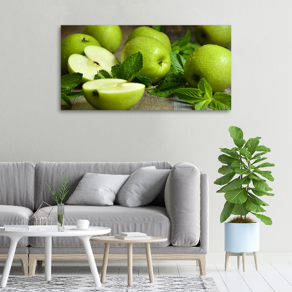 Cuadro canvas con impresión uv duradera horizontal manzanas verdes