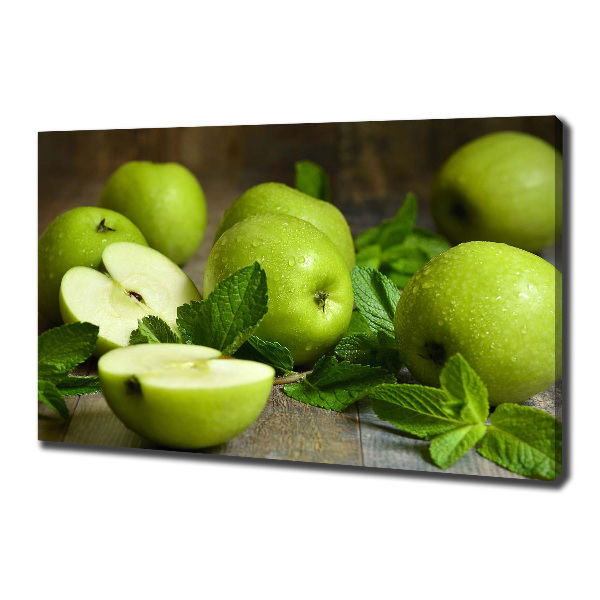 Cuadro canvas con impresión uv duradera horizontal manzanas verdes