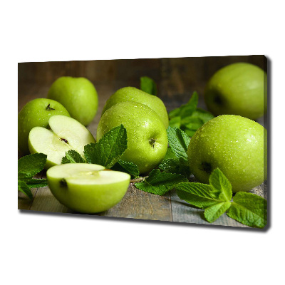 Cuadro canvas con impresión uv duradera horizontal manzanas verdes