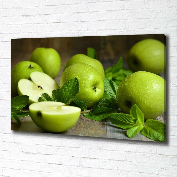 Cuadro canvas con impresión uv duradera horizontal manzanas verdes