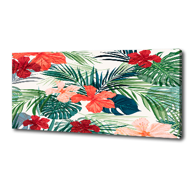 Cuadro canvas con impresión uv duradera horizontal flores tropicales