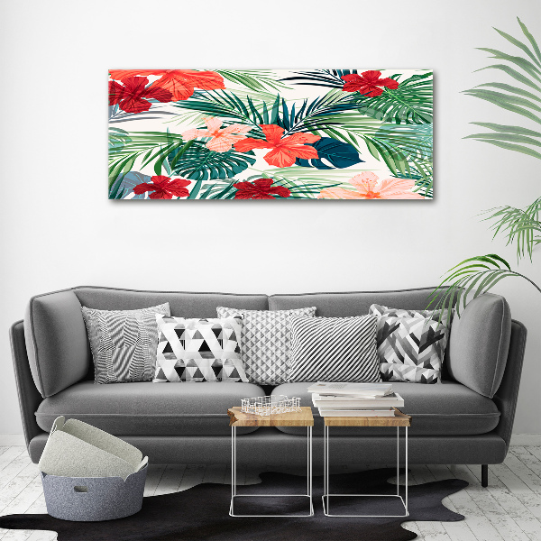 Cuadro canvas con impresión uv duradera horizontal flores tropicales