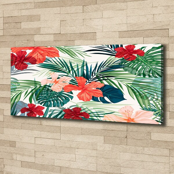 Cuadro canvas con impresión uv duradera horizontal flores tropicales