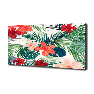 Cuadro canvas con impresión uv duradera horizontal flores tropicales