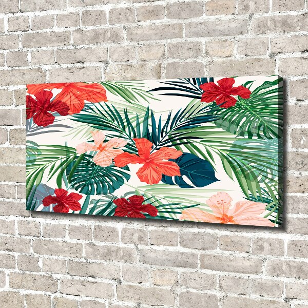 Cuadro canvas con impresión uv duradera horizontal flores tropicales
