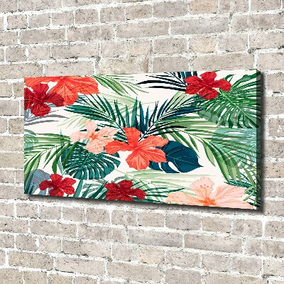Cuadro canvas con impresión uv duradera horizontal flores tropicales