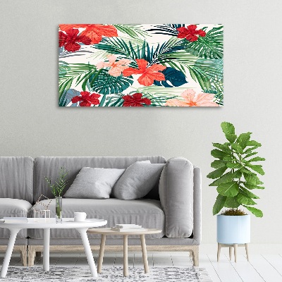 Cuadro canvas con impresión uv duradera horizontal flores tropicales