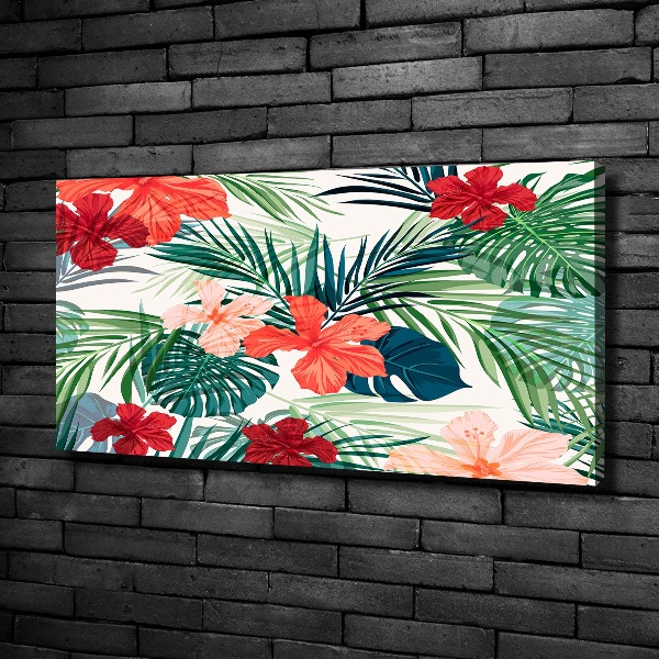 Cuadro canvas con impresión uv duradera horizontal flores tropicales