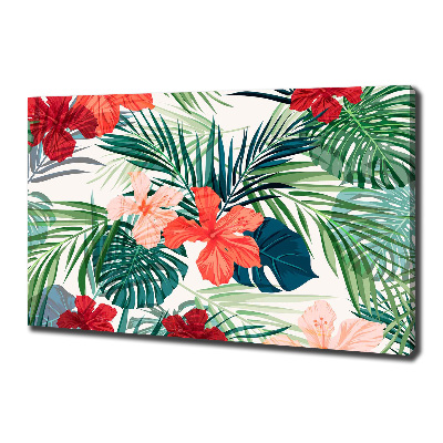 Cuadro canvas con impresión uv duradera horizontal flores tropicales
