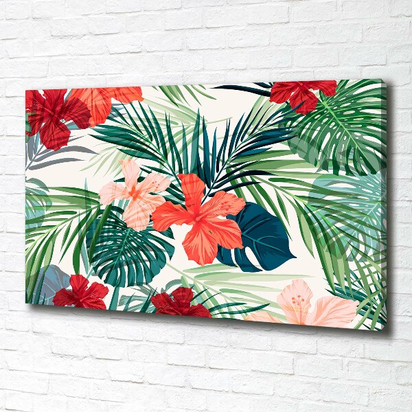 Cuadro canvas con impresión uv duradera horizontal flores tropicales