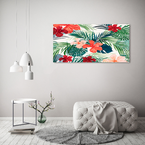 Cuadro canvas con impresión uv duradera horizontal flores tropicales