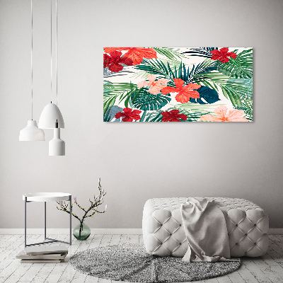 Cuadro canvas con impresión uv duradera horizontal flores tropicales