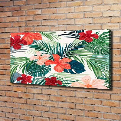 Cuadro canvas con impresión uv duradera horizontal flores tropicales