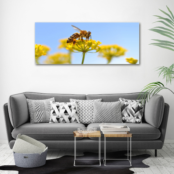Cuadro canvas moderno de gran formato horizontal Una abeja en una flor