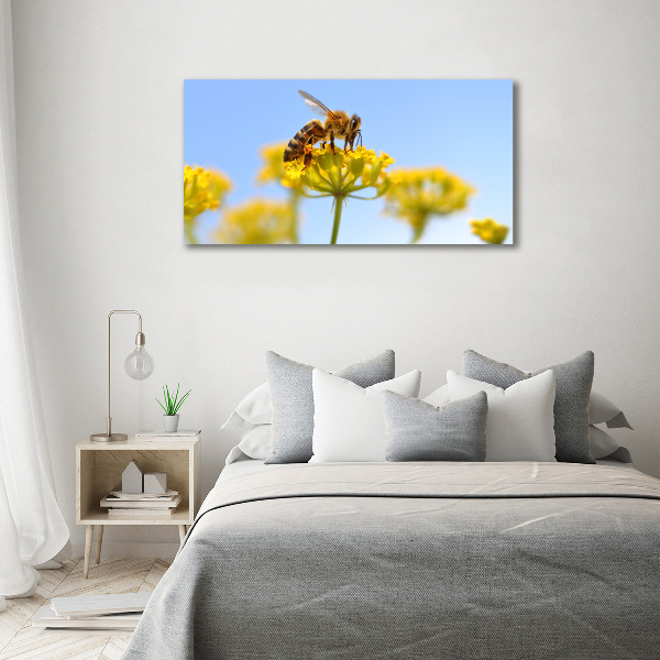 Cuadro canvas moderno de gran formato horizontal Una abeja en una flor
