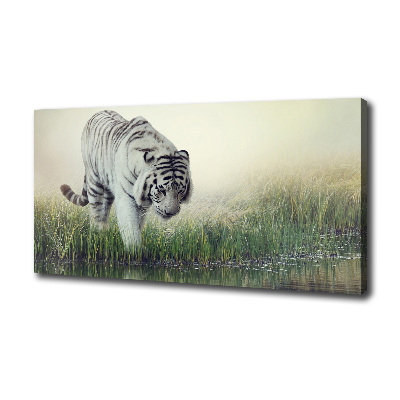 Cuadro canvas con impresión uv duradera horizontal Tigre blanco