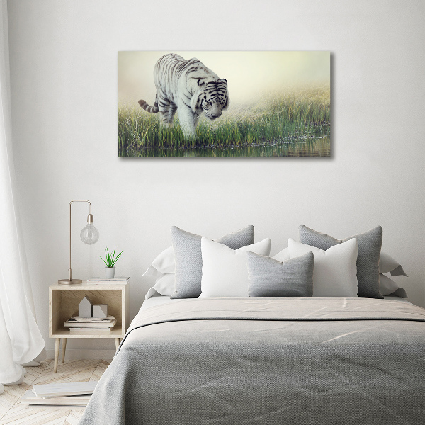 Cuadro canvas con impresión uv duradera horizontal Tigre blanco