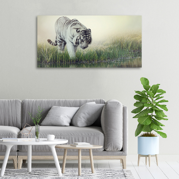 Cuadro canvas con impresión uv duradera horizontal Tigre blanco