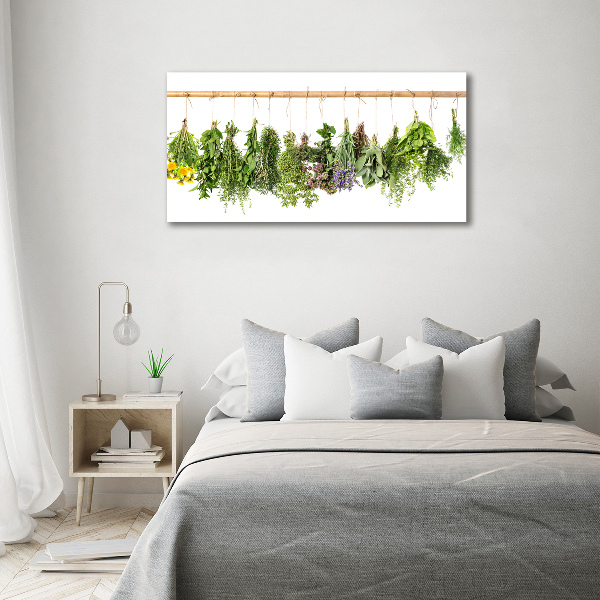 Cuadro canvas con impresión uv duradera horizontal Hierbas en una cuerda