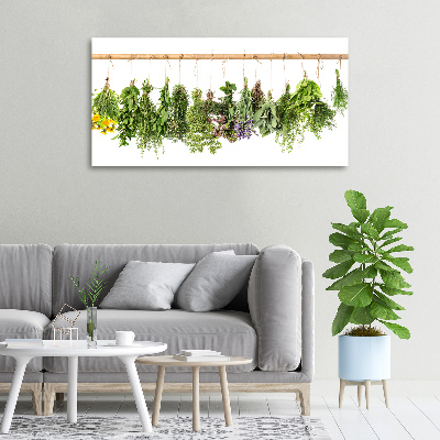 Cuadro canvas con impresión uv duradera horizontal Hierbas en una cuerda