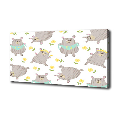 Fotocuadro en lienzo de alta calidad horizontal Ilustración de oso de peluche