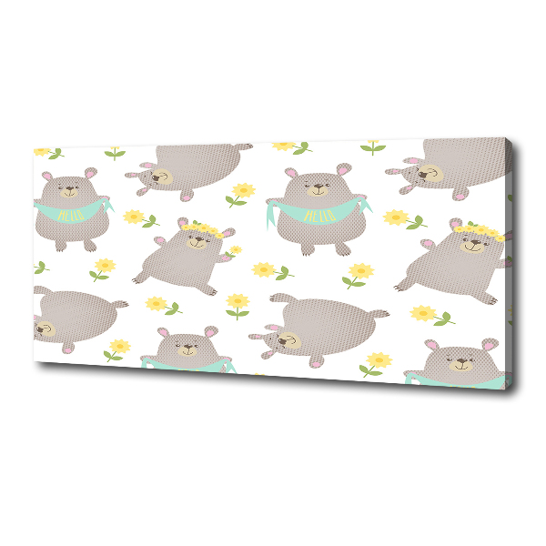 Fotocuadro en lienzo de alta calidad horizontal Ilustración de oso de peluche