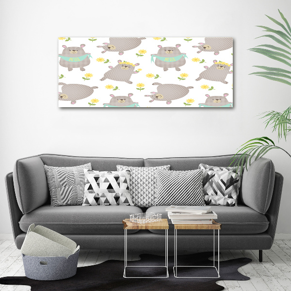 Fotocuadro en lienzo de alta calidad horizontal Ilustración de oso de peluche