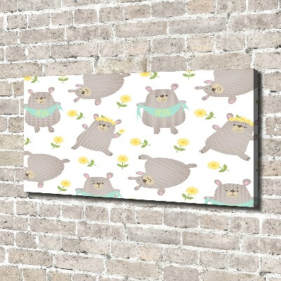 Fotocuadro en lienzo de alta calidad horizontal Ilustración de oso de peluche