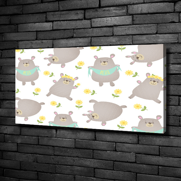 Fotocuadro en lienzo de alta calidad horizontal Ilustración de oso de peluche
