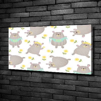 Fotocuadro en lienzo de alta calidad horizontal Ilustración de oso de peluche