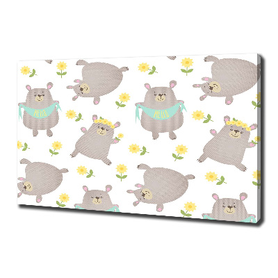 Fotocuadro en lienzo de alta calidad horizontal Ilustración de oso de peluche