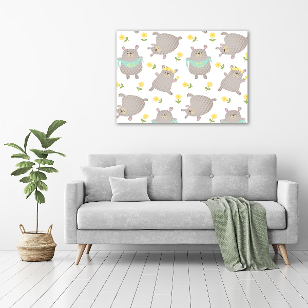Fotocuadro en lienzo de alta calidad horizontal Ilustración de oso de peluche