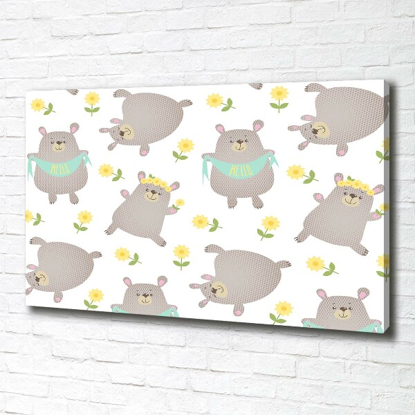 Fotocuadro en lienzo de alta calidad horizontal Ilustración de oso de peluche