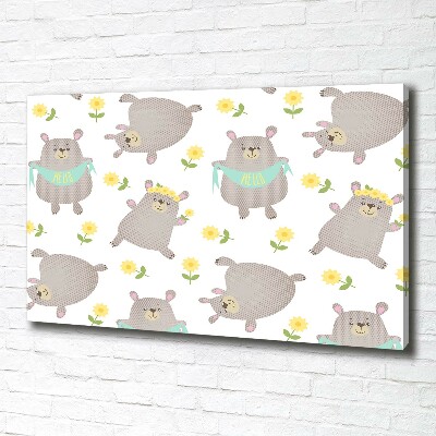 Fotocuadro en lienzo de alta calidad horizontal Ilustración de oso de peluche