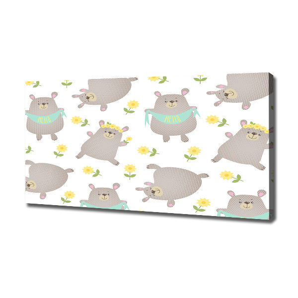 Fotocuadro en lienzo de alta calidad horizontal Ilustración de oso de peluche