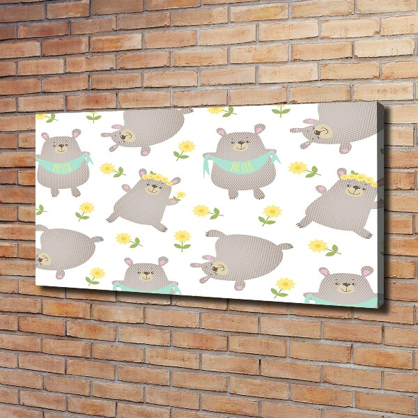 Fotocuadro en lienzo de alta calidad horizontal Ilustración de oso de peluche