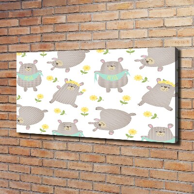 Fotocuadro en lienzo de alta calidad horizontal Ilustración de oso de peluche