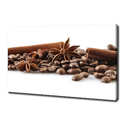 Fotocuadro en lienzo de alta calidad horizontal Granos de café con canela