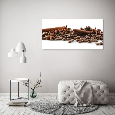 Fotocuadro en lienzo de alta calidad horizontal Granos de café con canela