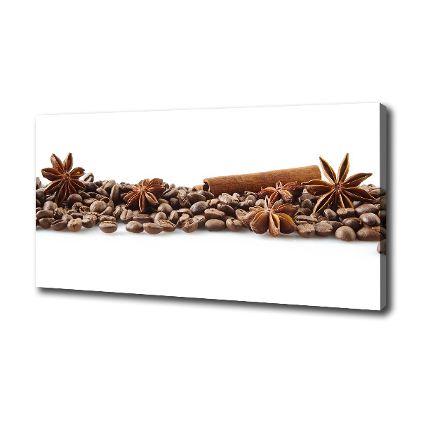 Cuadro canvas con impresión uv duradera horizontal Granos de café con canela