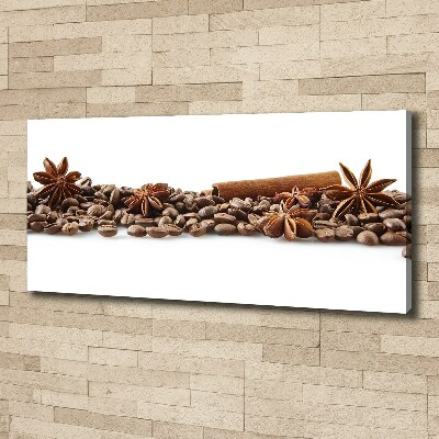 Cuadro canvas con impresión uv duradera horizontal Granos de café con canela