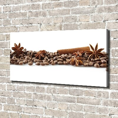 Cuadro canvas con impresión uv duradera horizontal Granos de café con canela
