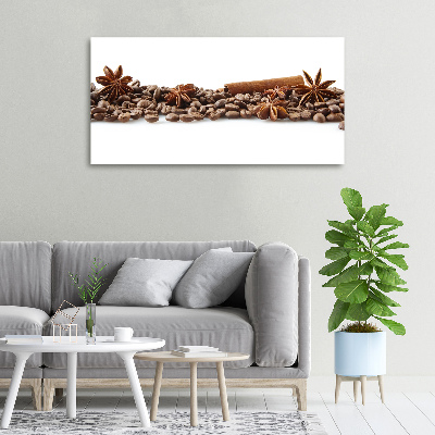 Cuadro canvas con impresión uv duradera horizontal Granos de café con canela