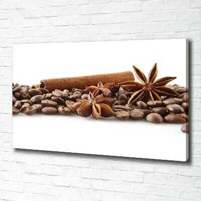 Cuadro canvas con impresión uv duradera horizontal Granos de café con canela